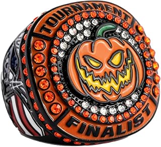 TOPSPORTSJEWELRY 12 pcs Pumpkin Ghost Halloween Softball Fall Season Tournament Championship Team Awards Trophy Ring Size 9 Softball Players Awards