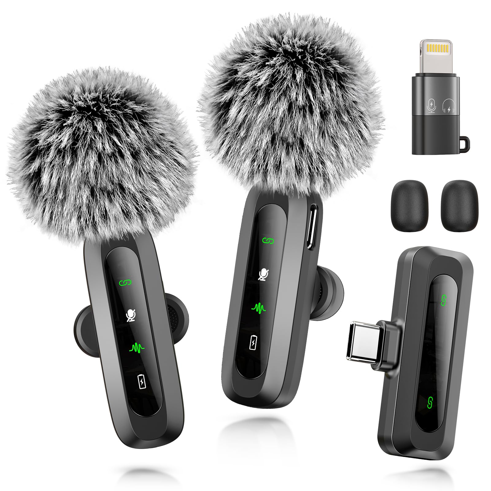 2 Pack Wireless Microphone for iPhone iPad, Phone Lapel Clip Mini Mic Vlog | Wir