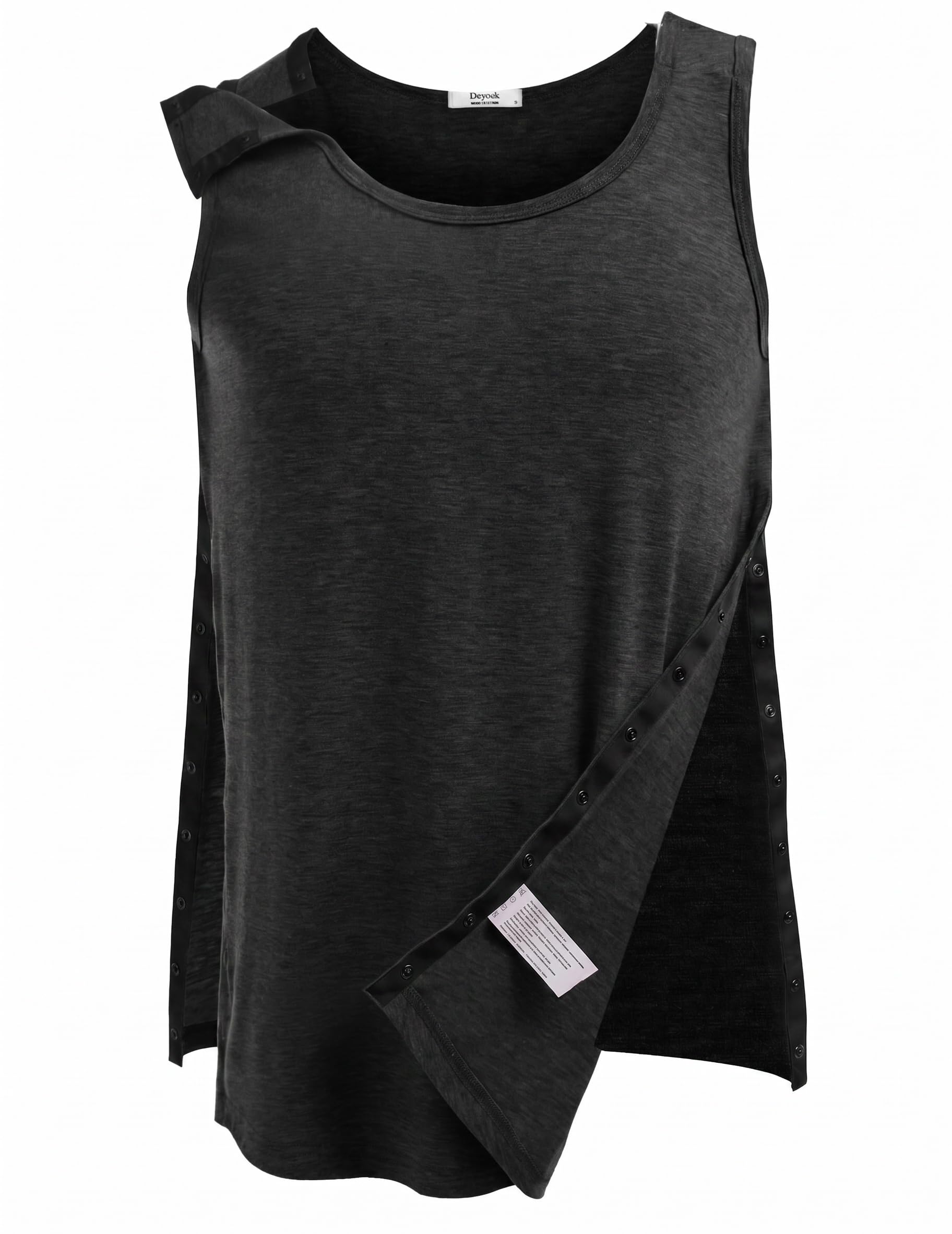 Deyeek Unisex Snap Back Post Surgery Tear Off Chemo Shirt Clothes After Rotator 