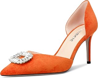 Castamere Women's High Heel Pointed Toe Pumps Two-Piece Slip-On Diamond Crystal Dance Dress 8CM Heels