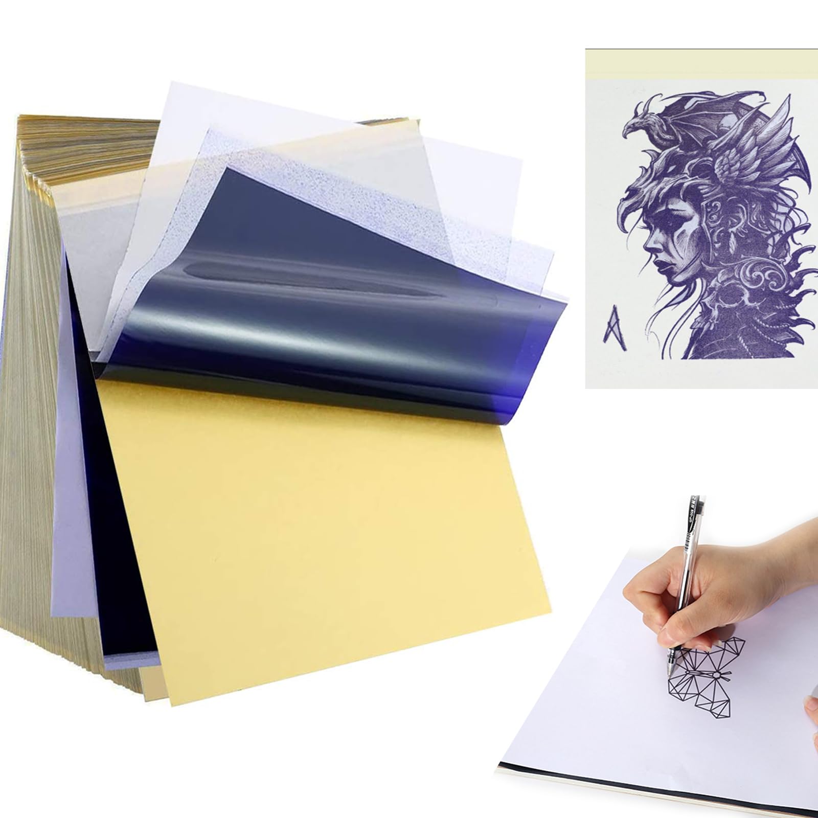 50pcs Tattoo Stencil Paper, Urknall Tattoo Transfer Papers A4 Size Transfer Pape