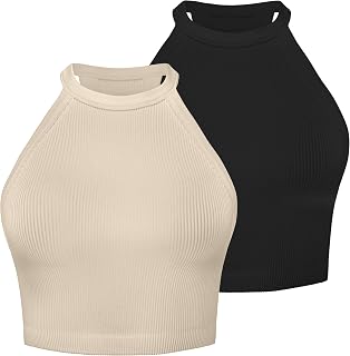 Sunzel Women's Ribbed Stand Collar Sleeveless Crop Tank Top