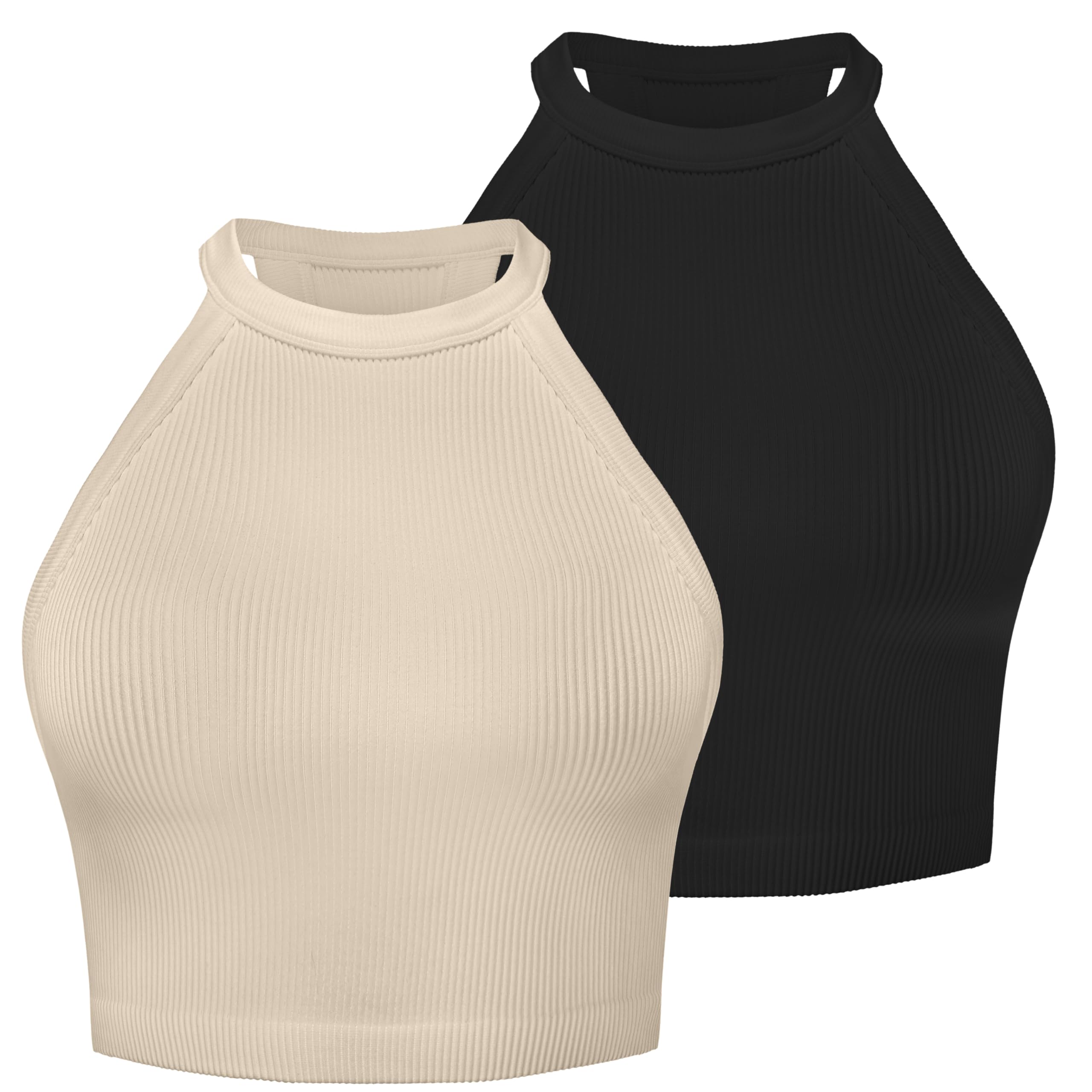 Sunzel Women's Ribbed Stand Collar Sleeveless Crop Tank Top
