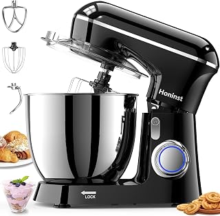 Honinst 1400W Stand Mixers, 6.5L 10-Speed Tilt-Head Electric Food Mixer