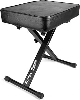 RockJam KB100 Adjustable Padded Keyboard Bench, X-Style, Black
