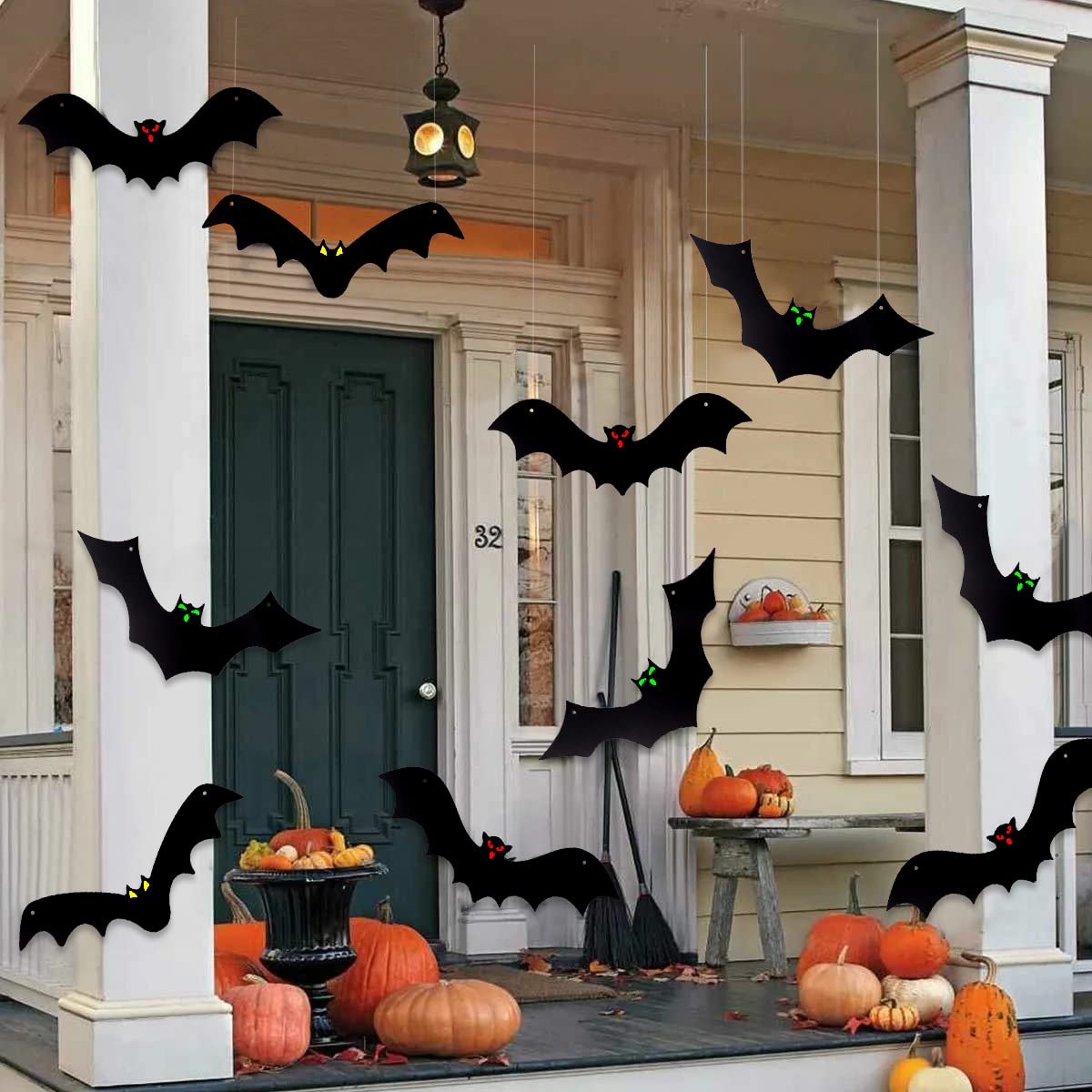 YUJUN Halloween Hanging Bats for 12PCS 3D Halloween Yard Outdoor Decoration | 3 