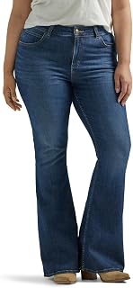 Lee Women's Legendary Mid Rise Flare Jeans, Inner Resistance, 52 Plus Tall
