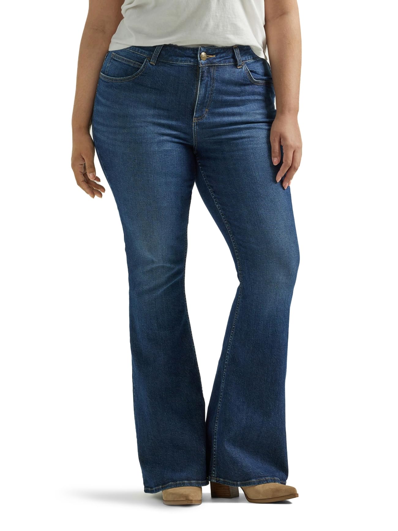 Lee Women's Legendary Mid Rise Flare Jeans, Inner Resistance, 52 Plus Tall
