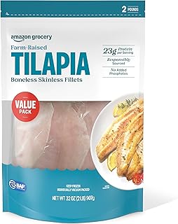 Amazon Grocery, Farm-Raised Tilapia, Boneless Skinless Fillets, 2 Lb (Previously Amazon Fresh Brand, Packaging May Vary)