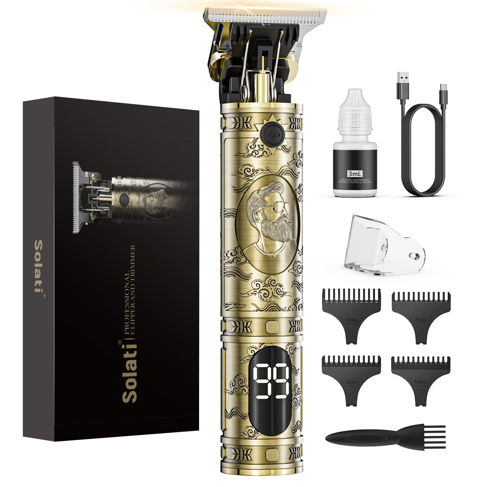 Solati Hair Clippers for Men, Professional Hair Trimmer Zero Gapped T-Blade Trim