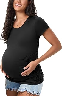 Happy.angel maternity tops for women crewneck short sleeve casual pregnancy tops