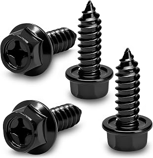 OttoSpeed Rustproof License Plate Screws (4-Pack, Black-Phillips) | Premium Stainless Steel, For US Domestic Vehicles & Select Imports, Fits Plate Mounts with Nylon or Plastic Inserts