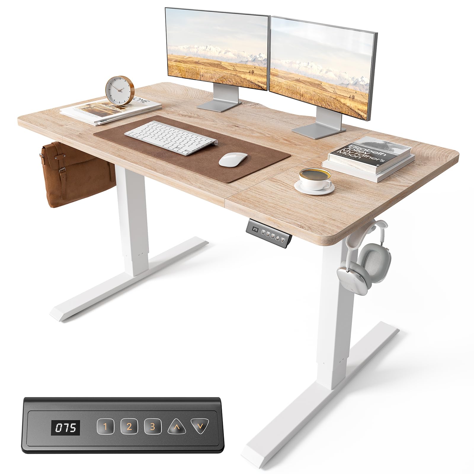 Cubiker Electric Standing Desk 120 x 60 cm, Height Adjustable Sit Stand Desk wit