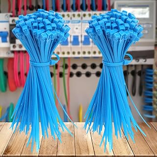 100 x Removable Nylon Cable Ties Colorful fixed cable organizer Self Locking Plastic Fixed Ring, Blue