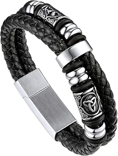 Bandmax Leather Bracelet for Men, Personalised Bracelet, Microfibre Leather Braided Bracelet, Wrap Bracelet with Magnetic Clasp, Arm Jewellery, Accessory Bracelet, Length 19 cm/21 cm/23 cm