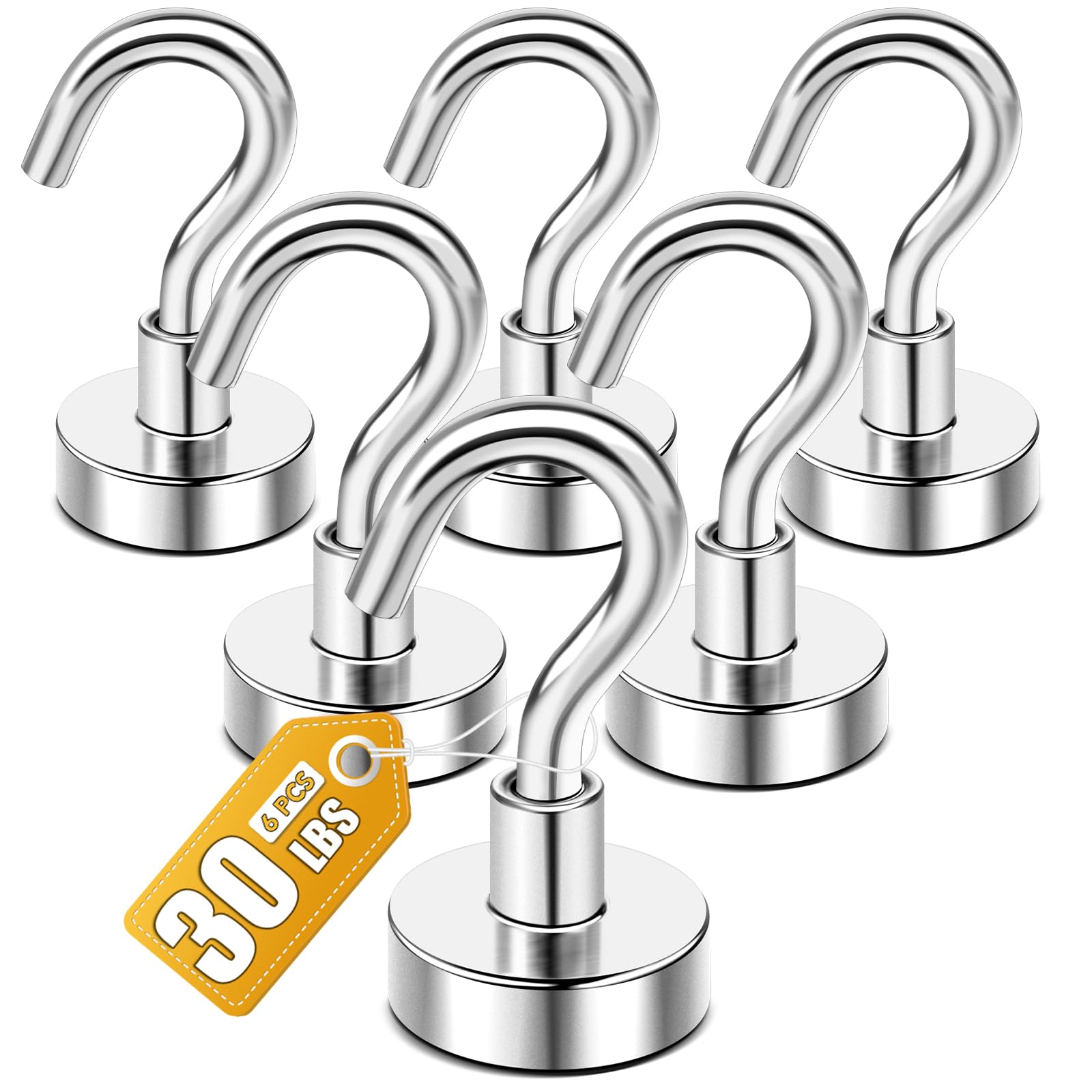 DIYMAG Magnetic Hooks, 30lbs 6pcs Cruise Cabin Essentials Heavy Duty N52 | Stron