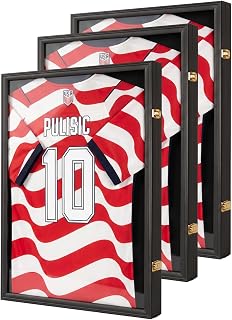 Odjaraye Large Jersey Frame Display Case Jersey Shadow Box Black 3PC | Wall Mounted, UV Protection,Wood, Fits Football Baseball Basketball Hockey Soccer Uniform T-Shirt, 31'x24',Lockable