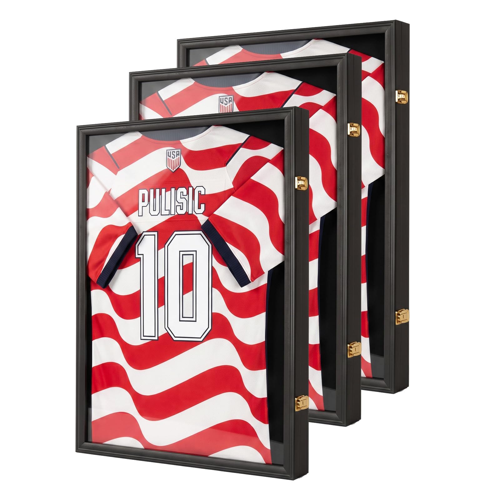 Odjaraye Large Jersey Frame Display Case Jersey Shadow Box Black 3PC | Wall Moun