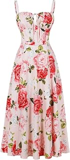 Women's Floral Corset Dress Formal Cocktail Dress Summer Casual Spaghetti Strap Vintage Dress