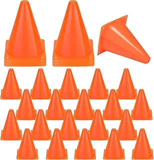 Voittozege 40 Pcs 7 Inch Small Orange Cones Plastic Traffic Cone for Sports | Soccer Cones Bike Obstacle Training Cone Agility Cones for Sports Skating Indoor Outdoor Activity Party Decorations