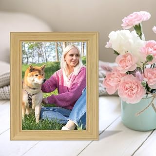 Rustic Khaki Wood Frame with Natural Grain, Perfect for Bookcase, Coffee Table and Home Office Display