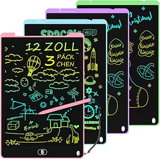 4 Pack 12 Inch Colorful LCD Writing Tablet, Drawing Board for Kids | Lock & Delete Function, Portable & Lightweight, Ideal for Home, School Use, Practical Gifts for Kids