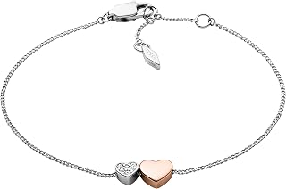 Fossil Women's Heritage D-Link Glitz Silver-Tone Brass Chain Tennis Bracelet