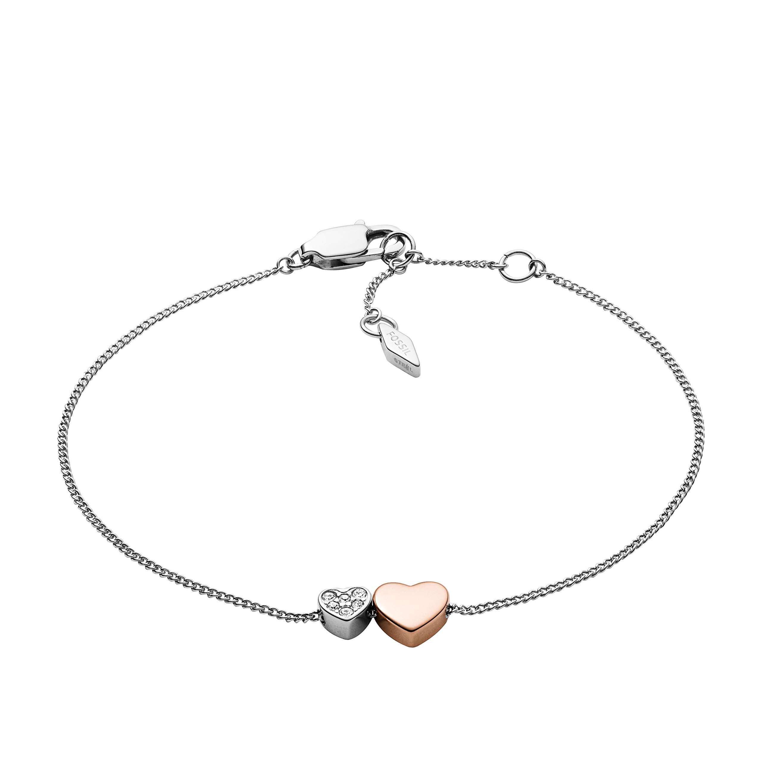 Fossil Women's Heritage D-Link Glitz Silver-Tone Brass Chain Tennis Bracelet