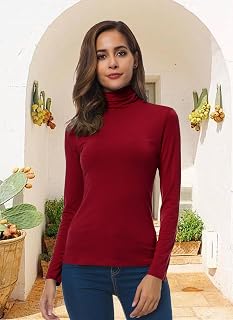Ladies Long Sleeve Turtleneck Solid Thermal Shirt