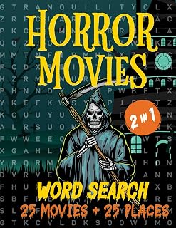 Horror Movies Word Search: Challenging Puzzles for Adults and Horror Fans - Large Print Word Searches Featuring Iconic Horror Movies and Haunted Locations