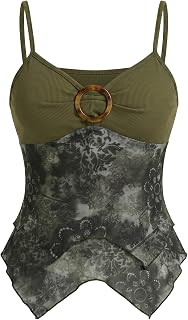 Women's Y2K Floral Tops Summer Flowy Camisole Asymmetrical Hem Top