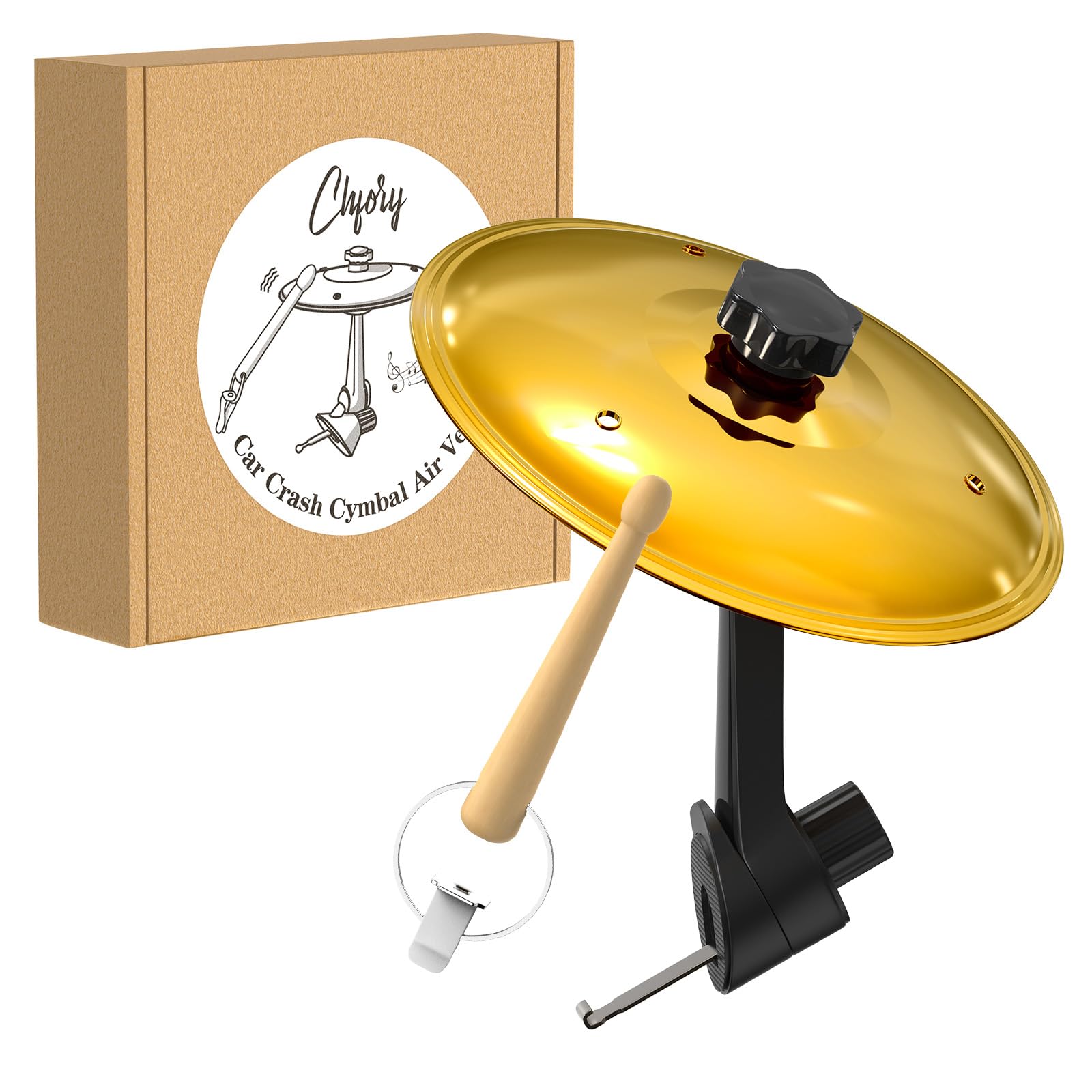 Car Cymbal Air Vent, Mini Drum Crash Cymbal Set with Mini Drum Stick, Funny Musi