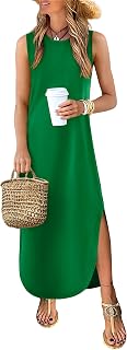 ANRABESS Women Summer Sundress Wrinkle Free Sleeveless Maxi Dress &Pockets