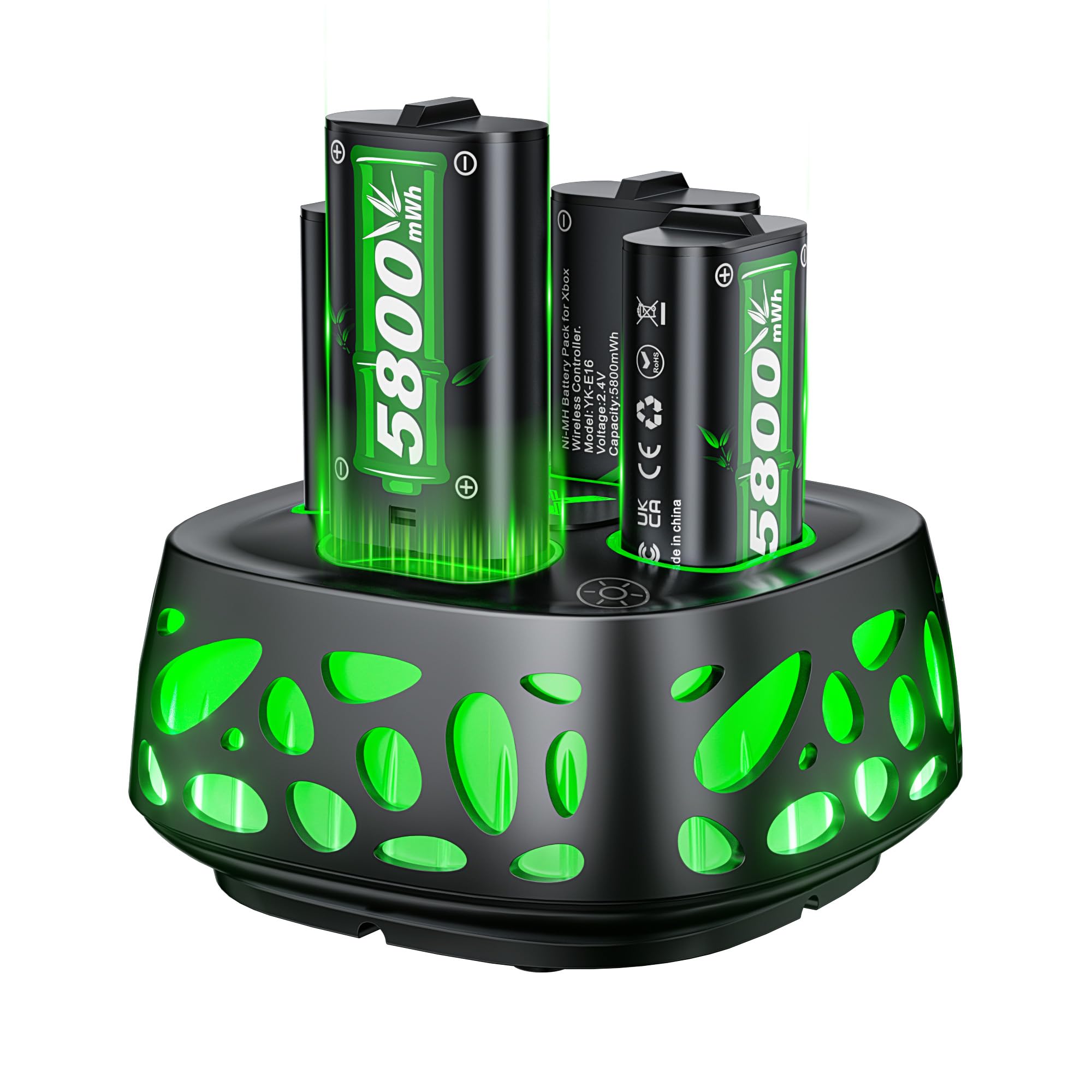 Feirsh Rechargeable Battery Pack for Xbox with Charger, 4x5800mWh Fast Charging 