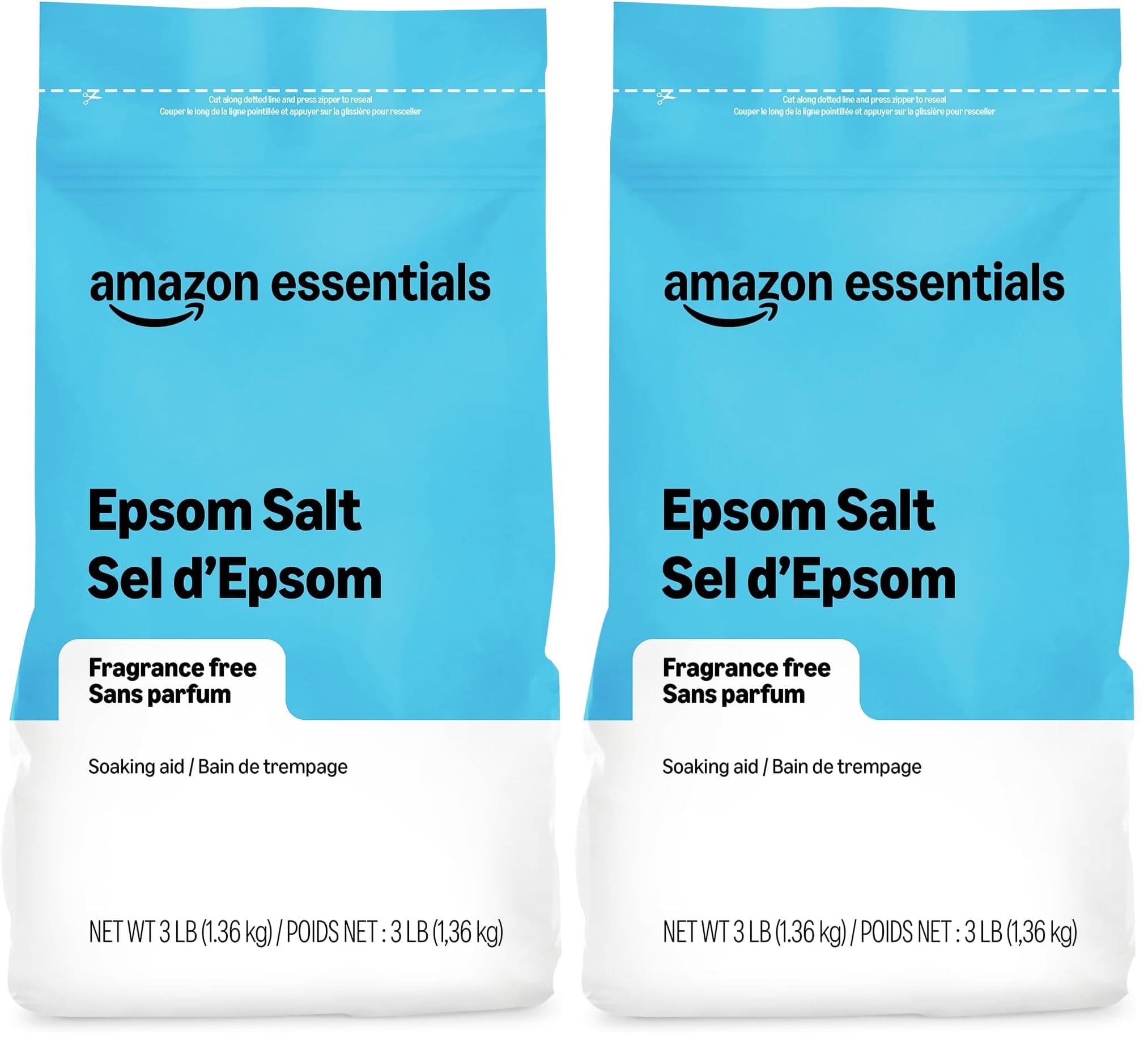 Amazon Basics Epsom Salt Soak, Unscented, Magnesium Sulfate USP, Muscle and Feet