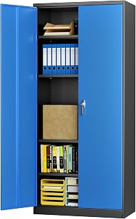 SUPEER Professional Metal Wardrobe 180 cm,Black/Blue