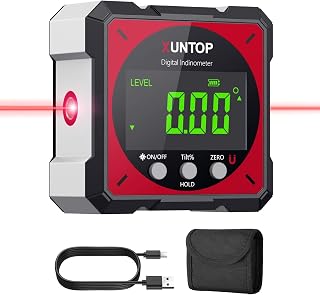 XUNTOP Digital Angle Finder with Dual Laser, 4x90°Magnetic Angle Gauge | For Angle and Level Measurement, LCD Display, IP54 Waterproof, Storage Bag Included, Suitable for Table Saws