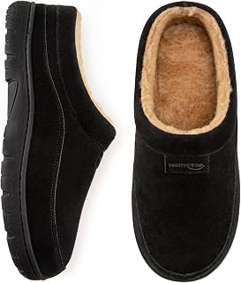 HomeTop Men's Slippers Moccasin Warm Soft Non-Slip Memory Foam Indoor Shoes for Home