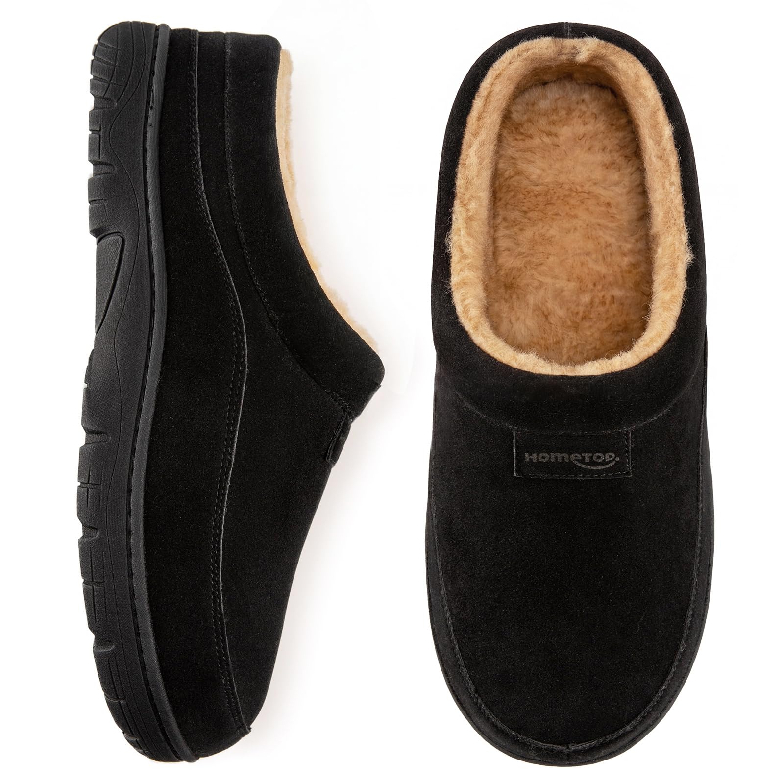 HomeTop Men's Slippers Moccasin Warm Soft Non-Slip Memory Foam Indoor Shoes for 