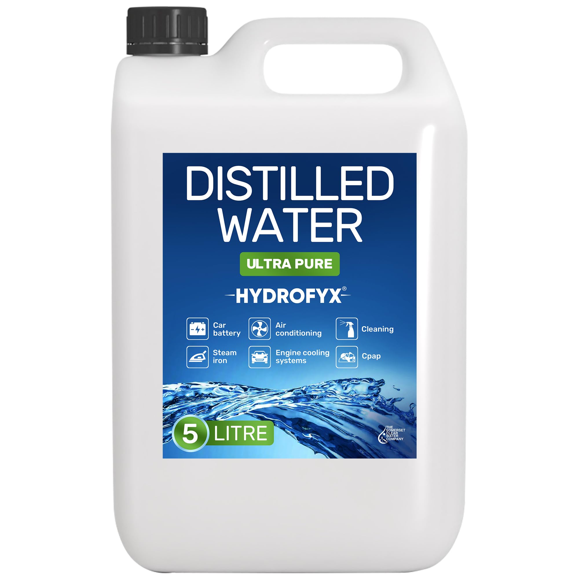 HYDROFYX 5L Distilled Water – 0 PPM TDS Mineral Free Water for CPAP Machines, Hu