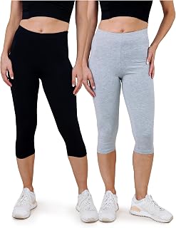 SES Women's 3/4 Length Capri Leggings, Pack of 2