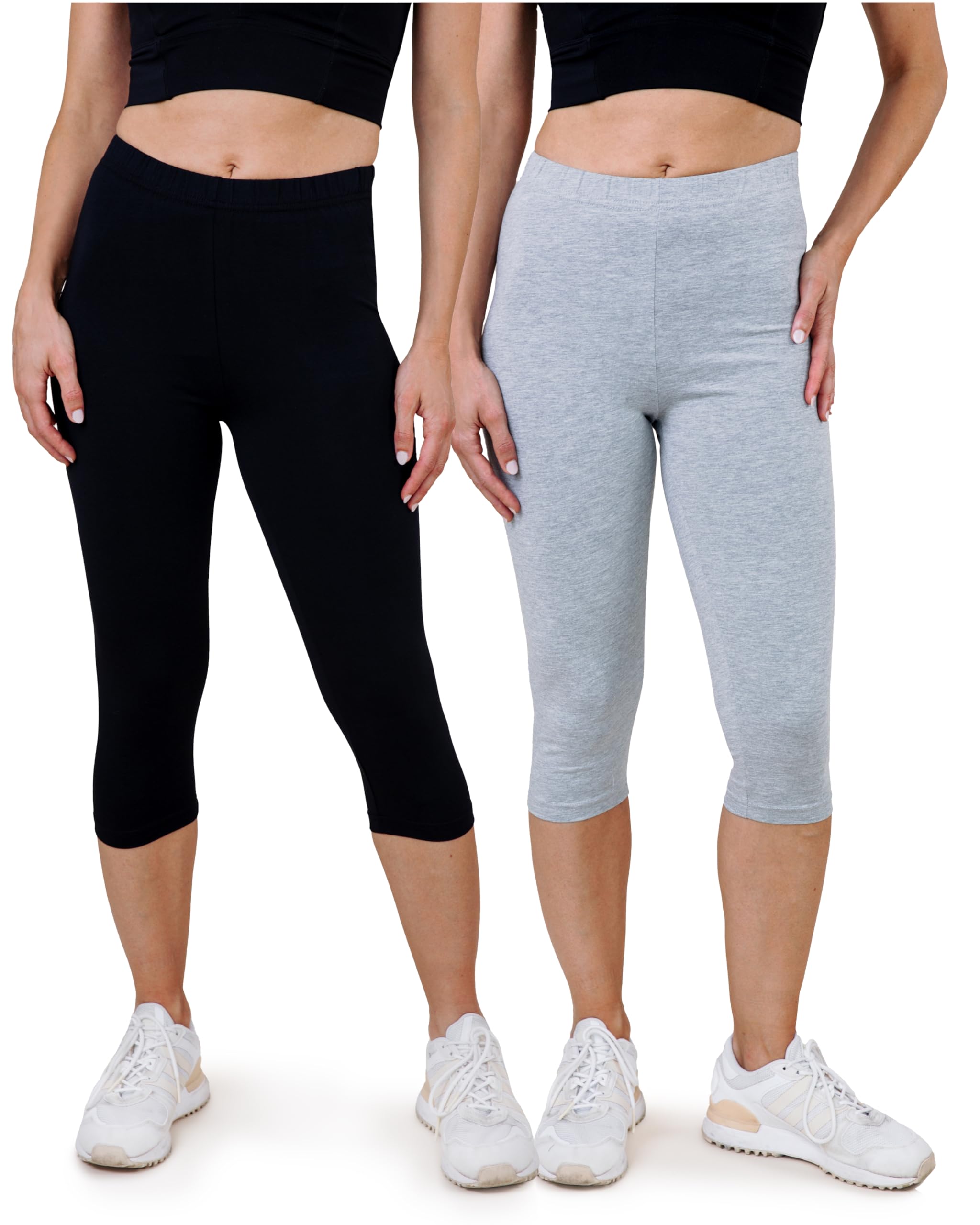 SES Women's 3/4 Length Capri Leggings, Pack of 2