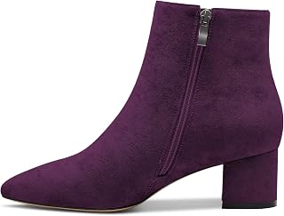 Castamere Women's Chunky Wide Low Kitten Heel Closed Toe Pointed Toe Booties Slip-on Zipper Office Classic Dress Boots
