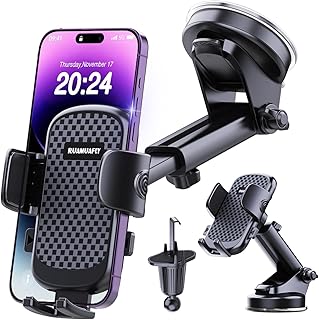 [Ultra-Stable] Car Phone Holder【2026 Strongest Suction & Hook】Cell Phone Mount for Dashboard Windshield Vent,Mobile Stand Base Truck Cradle for iPhone 17 Pro Max 16 15 14 13 12 Samsung S25 S24 Android