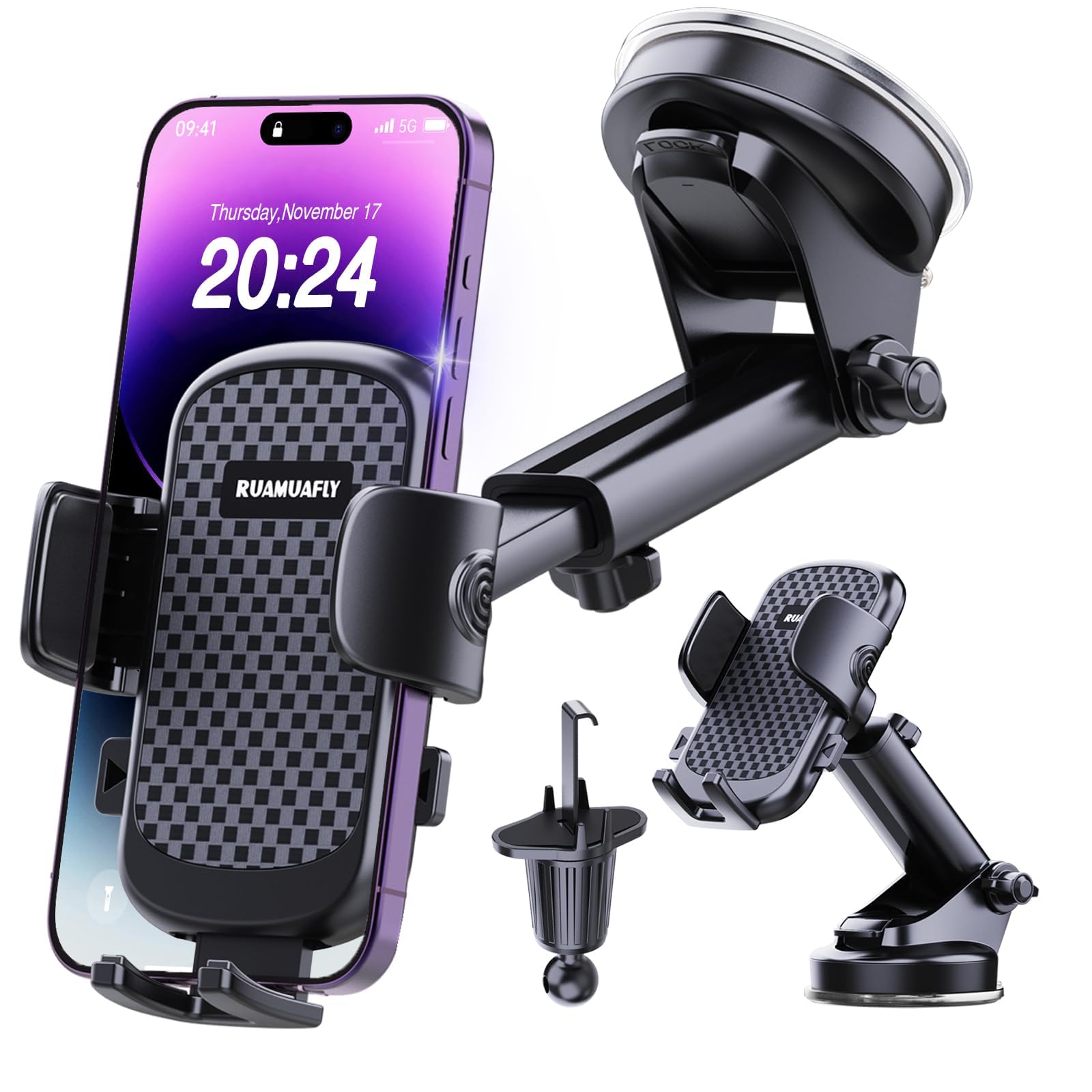 [Ultra-Stable] Car Phone Holder【2026 Strongest Suction & Hook】Cell Phone Mount f
