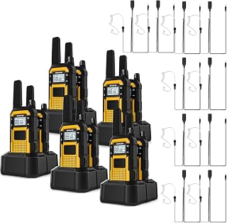Retevis RB48 Waterproof Two Way Radio Long Range with Earpiece(10 Pack) | IP67, MIL-STD-810H, VOX, 2000mAh, Floating, Vibration Reminder, NOAA, for Warehousing, Construction