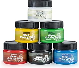 Falling in Art 6 Color Water-Soluble Block Printing Ink Set, 3.5 FL OZ | Printmaking Ink Set for Linoleum Block, Non Toxic Art Supplies