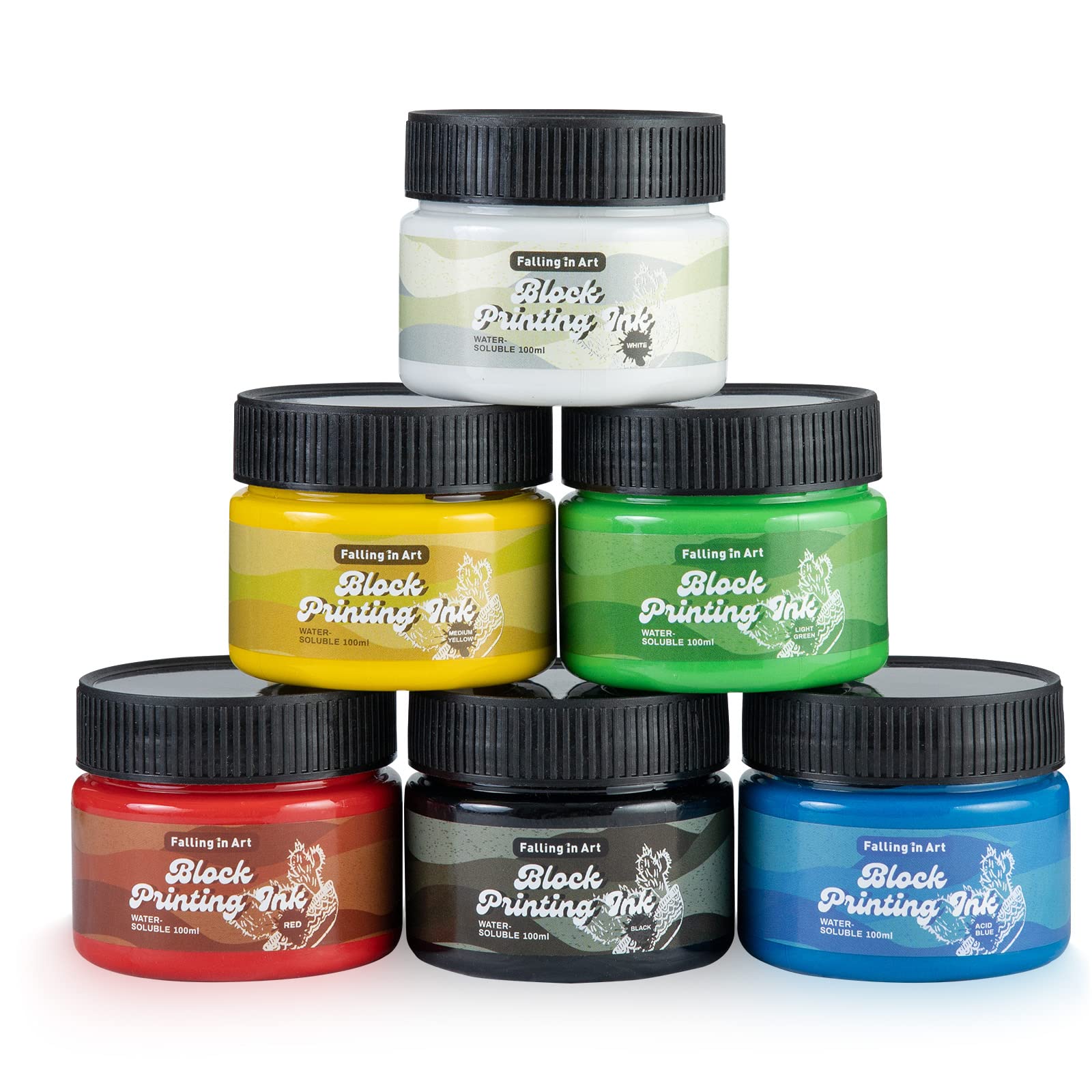 Falling in Art 6 Color Water-Soluble Block Printing Ink Set, 3.5 FL OZ | Printma