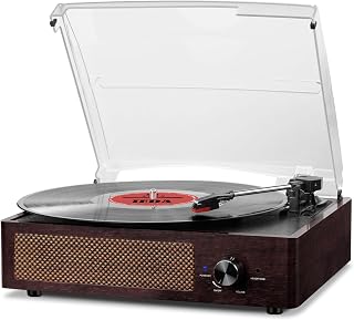 Vinyl Record Player Turntable with Built-in Bluetooth Receiver & 2 Stereo Speakers, 3 Speed 3 Size Portable Retro Record Player for Entertainment and Home Decoration
