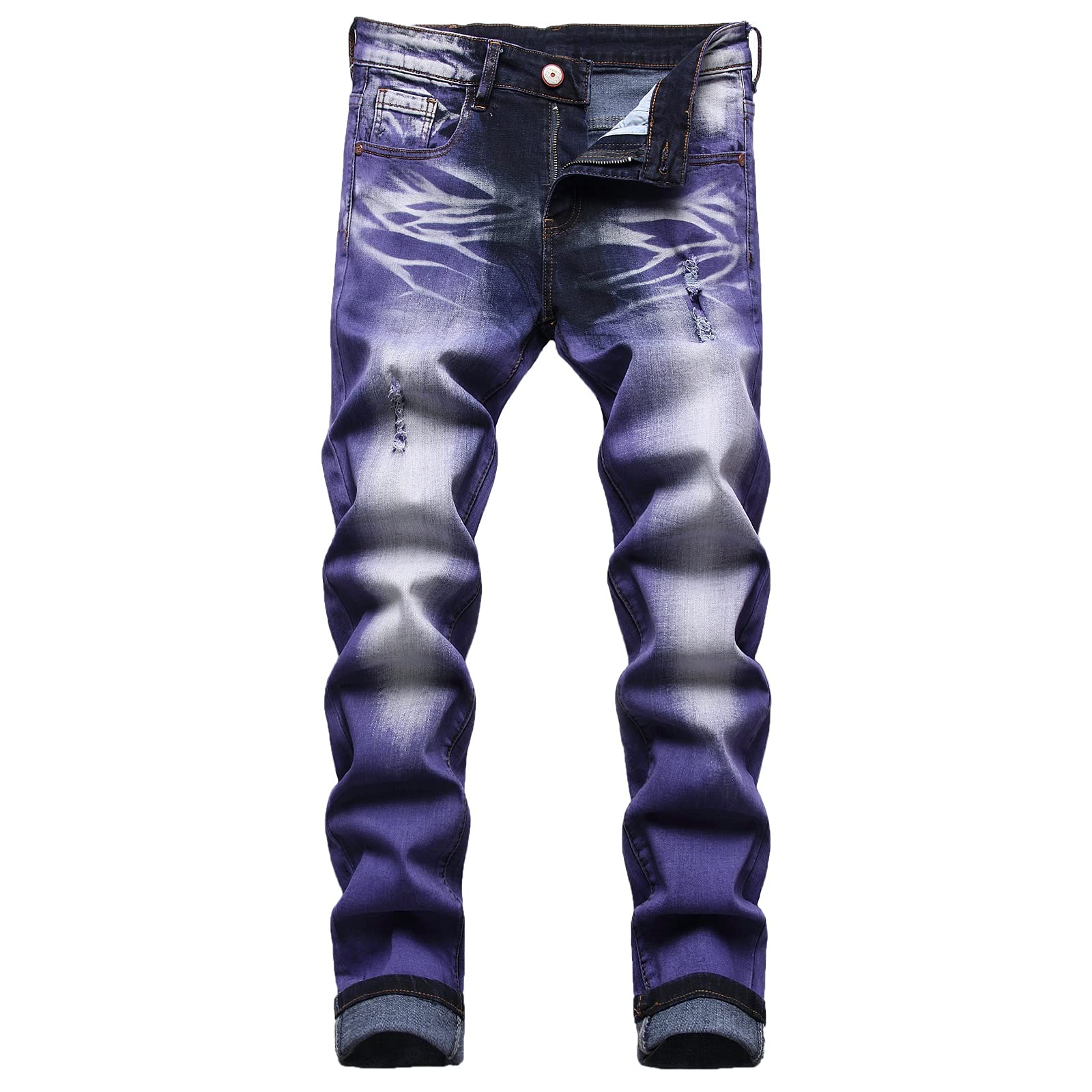 JUNBAOSS Men's Slim Fit Stretch Jeans Ripped Skinny Jeans for Men Distressed Str